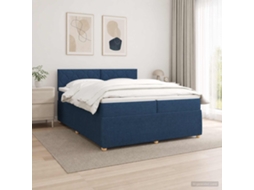 Vidaxl Cama Box Spring Com Colchão Azul 200 X 200 Cm Tecido