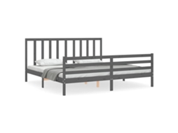 Bed Frame, Bed Frames Vidaxl Cinzeto Madeira De Pinho (200 X 200 Cm)