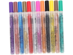Marcadores De Gel Com Glitter, 12 Unidades Em Abs Para Artesanato E