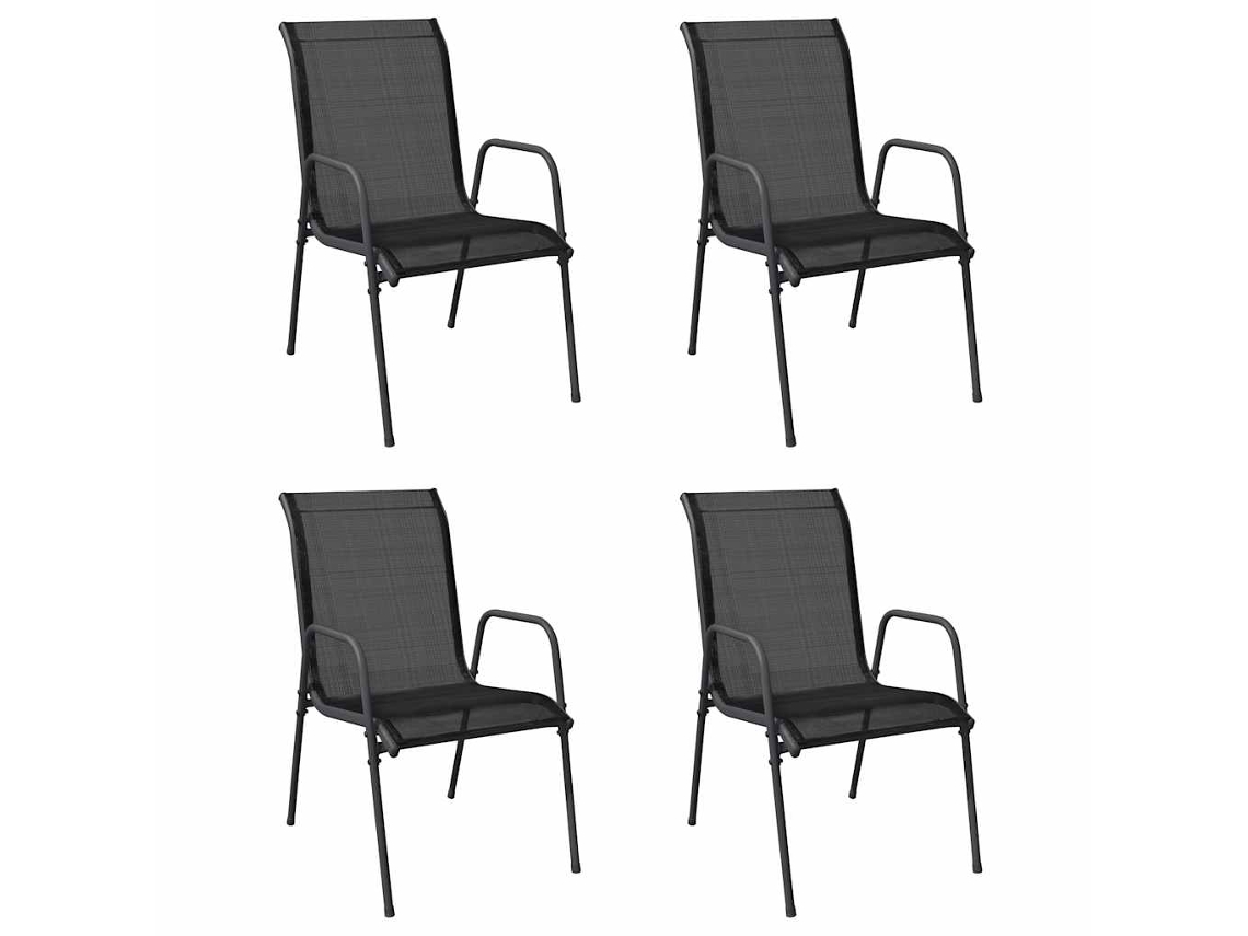 Maison Exclusive - Cadeiras De Jardim 4 Pcs Aço E Textilene Preto