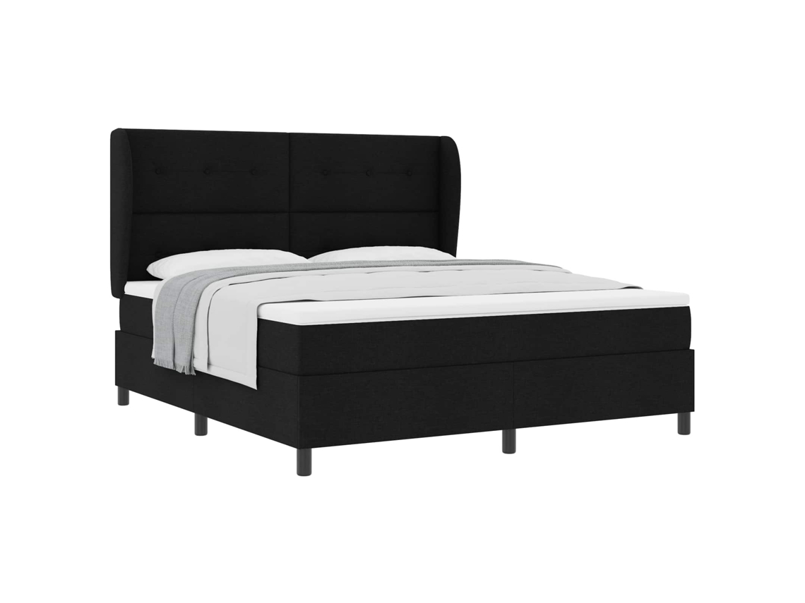 Conjunto 1 Cama Box Vidaxl Preto Tecido (180 X 200 Cm)
