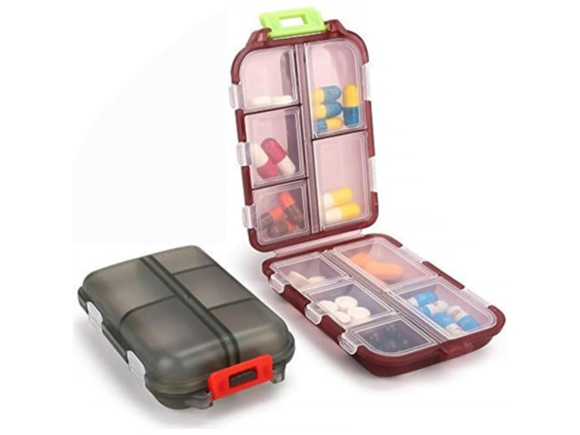 Porta Comprimidos De Viagem, Estojo Portátil Para Comprimidos, Dispensador Organizador Comprimidos Pequeno Viagem Com 10 Compartim Aquaforge