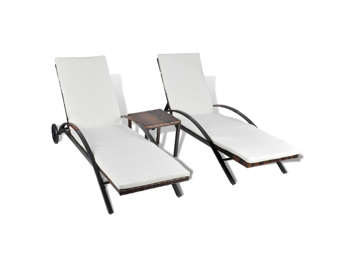 Maison Exclusive - Espreguiçadeiras Com Mesa Vime Pe Castanho