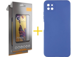Capa e 2 Películas de Vidro Full Samsung A22 5G SKYHE Silicone Líquido Azul