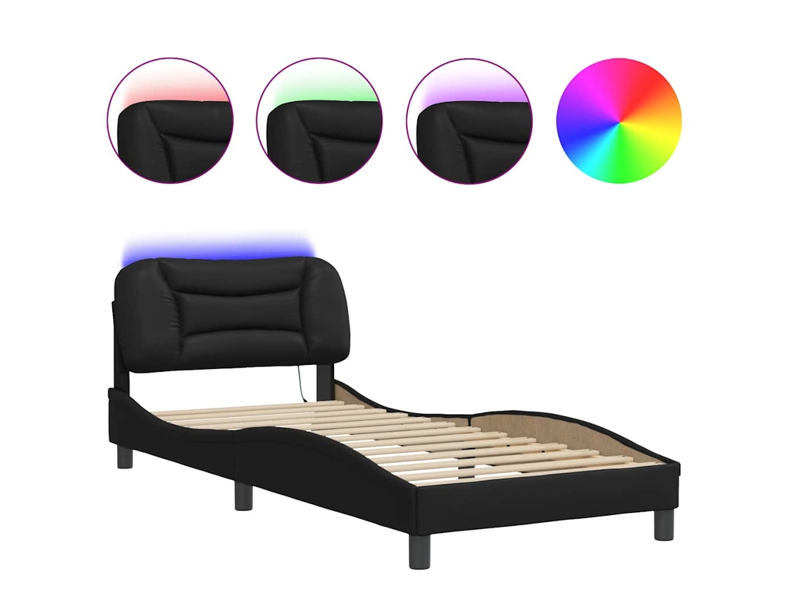 Estrutura de Cama com Led Sem Colchão Hvar 90x200 Cm Preto MAISON EXCLUSIVE