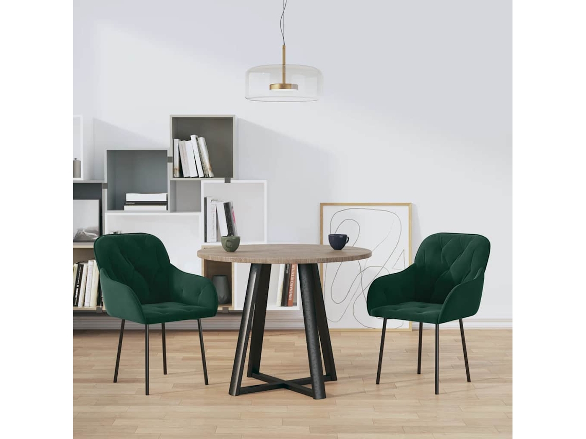 Vidaxl Cadeiras De Jantar 2 Pcs Veludo Verde-escuro
