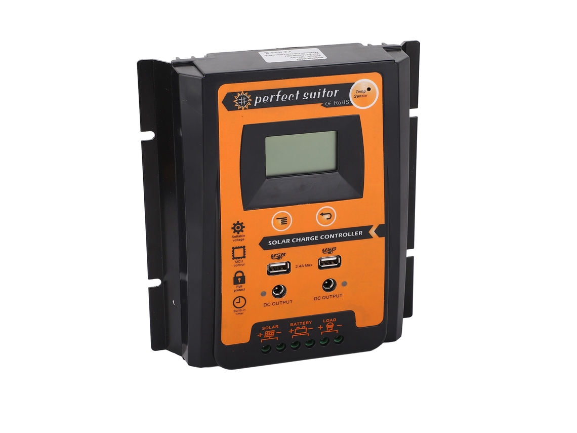 Laxiscreed Controlador Solar Lcd Com Saída Usb Dual E Suporte 12v/24v Para Painéis Solares