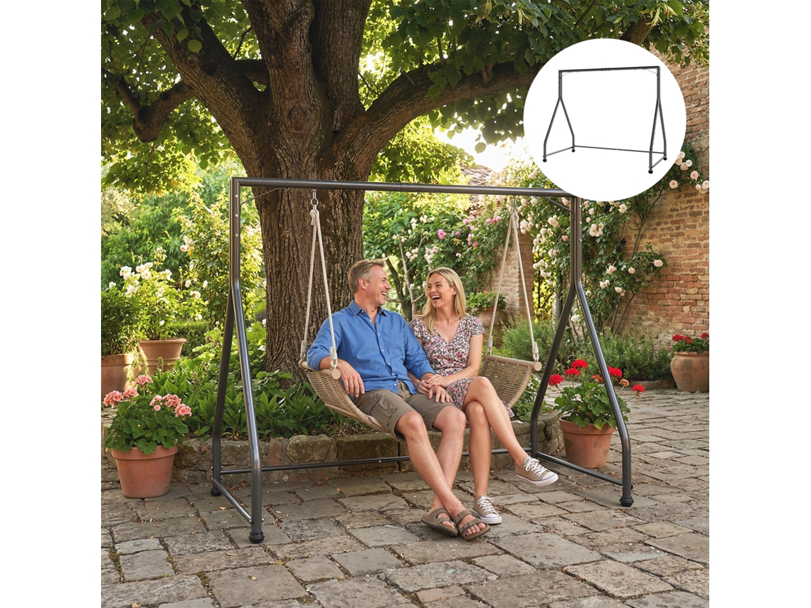 Estrutura De Balanço Pesado Swing Stand Preta, Versátil Para Cesta Dupla, Tripla Ou Suspensa