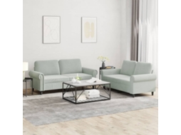 Vidaxl 2 Pcs Conjunto De Sofás Com Almofadões Veludo Cinzento-claro