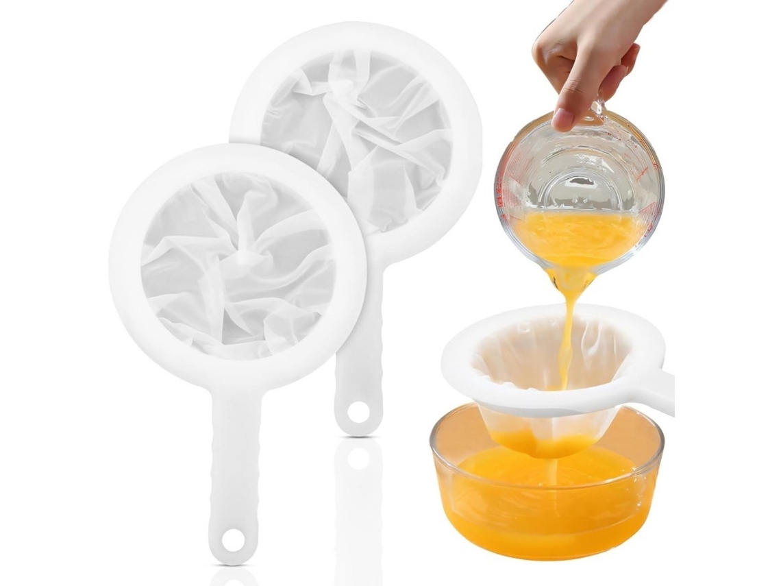 Pacote Com 2 Unidades, Rede Filtrante De Nylon Malha Fina, Para Filtrar Suco, Leite, Leite De Soja, Café, Mel, Vinho E Iogurte(malha 400)