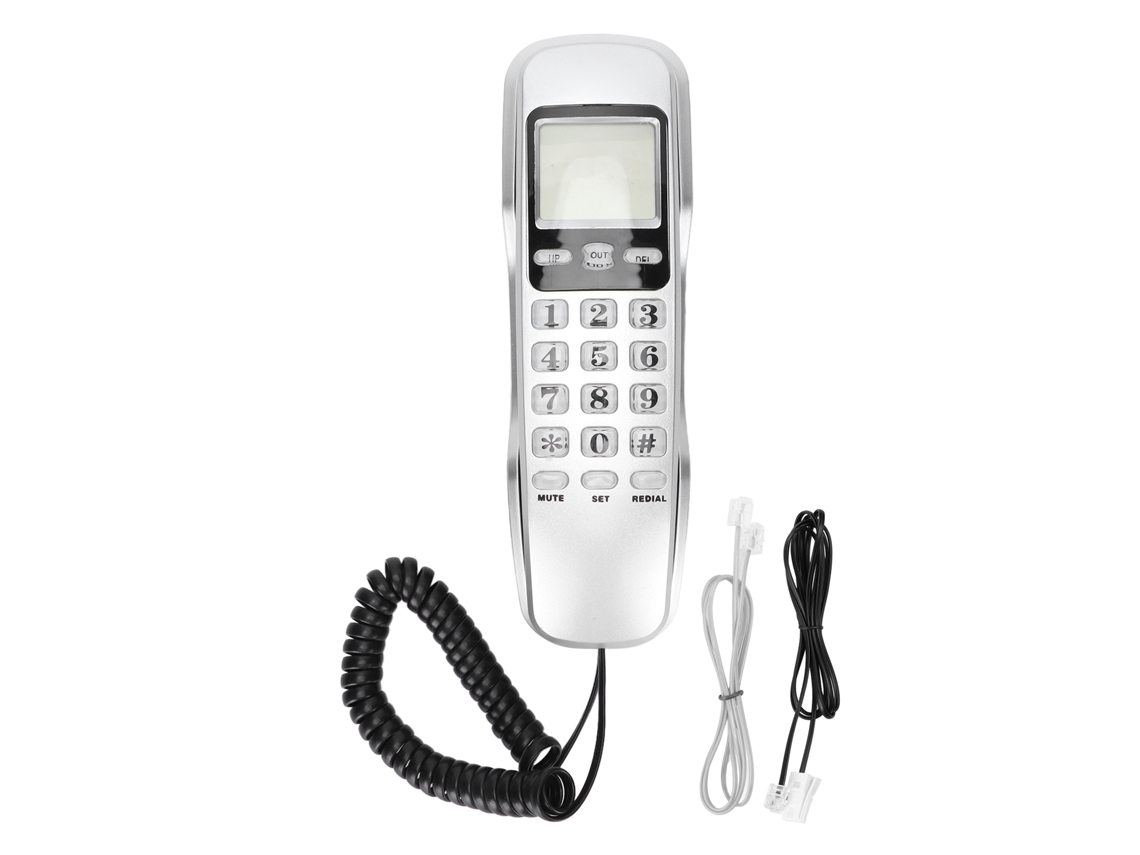 Telefone de parede Mali mini kxt888cid com display lcd, prata