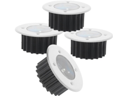 Conjunto De 4 Luminárias Solares Embutidas Em Aço Inoxidável Com Interruptor, Resistentes Às Intempéries.