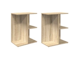 Conjunto de Mesa Cabeceira 2 Peças Madeira Carvalho Sonoma MAISON EXCLUSIVE (46,5x29x61 cm)