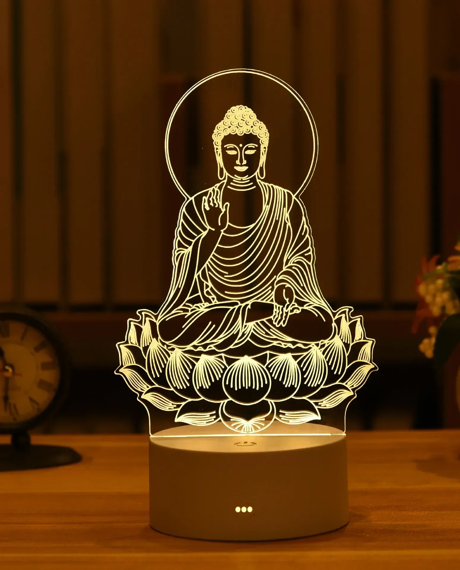 Luminária Noturna Led Usb 3d em Acrílico, Decoração para Quarto MDUG (luz Quente)