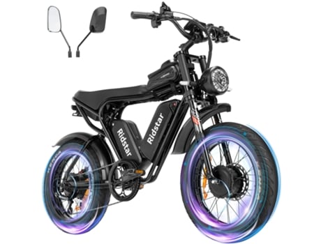 Bicicleta Elétrica RIDSTAR Q20 Pro 2000W Motores Duplos 40Ah Baterias Duplas 60 Km/H Pneus Grandes de 20 Polegadas Pretos