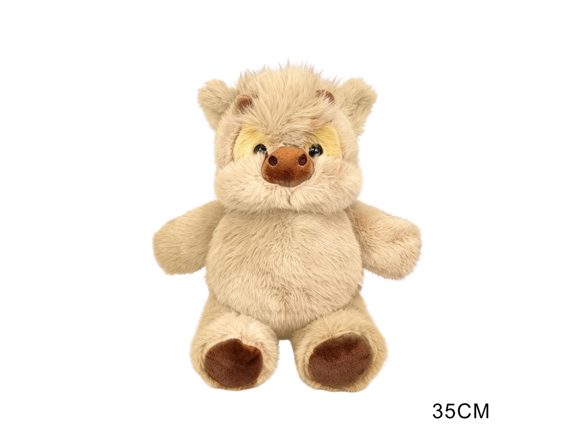 Laxiscreed Pelúcia Vaca Highland Khaki 35cm - Decorativa, Macia E Durável