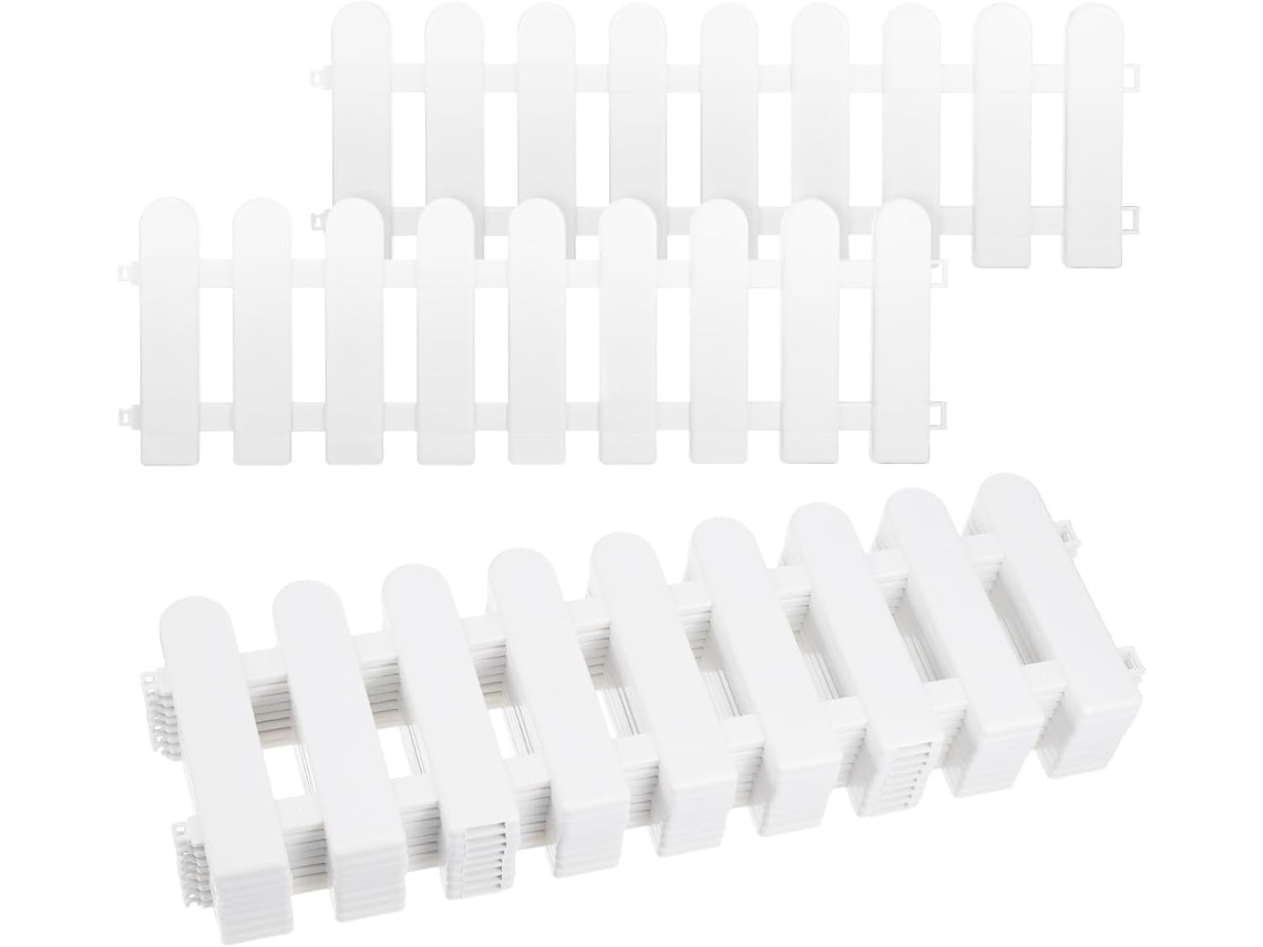 Kit de 8 Peças de Cerca Decorativa Externa em Plástico Branco, para Cercar Jardins, Quintais, Floriculturas e Lojas de CHABERLU