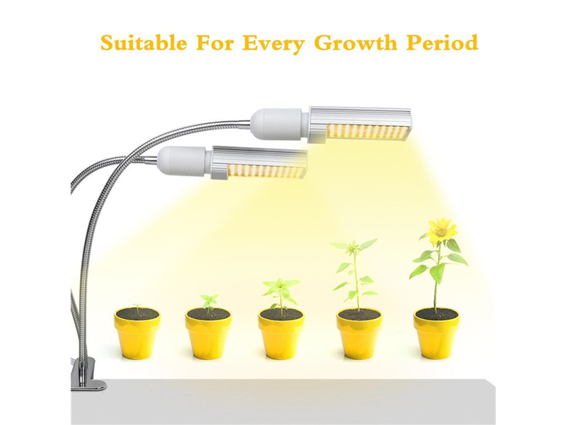 Luz de Crescimento Led Espectro Completo Bivolt 45w com Temporizador e Pescoços de Ganso Flexíveis para Plantas Internas