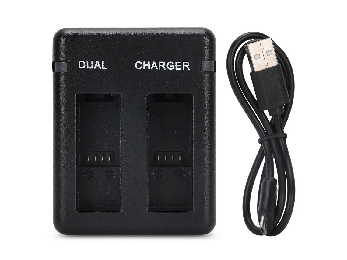 Carregador de Baterias Dual com Cabo Micro Usb para Ahdbt‑801/gopro801/701‑501