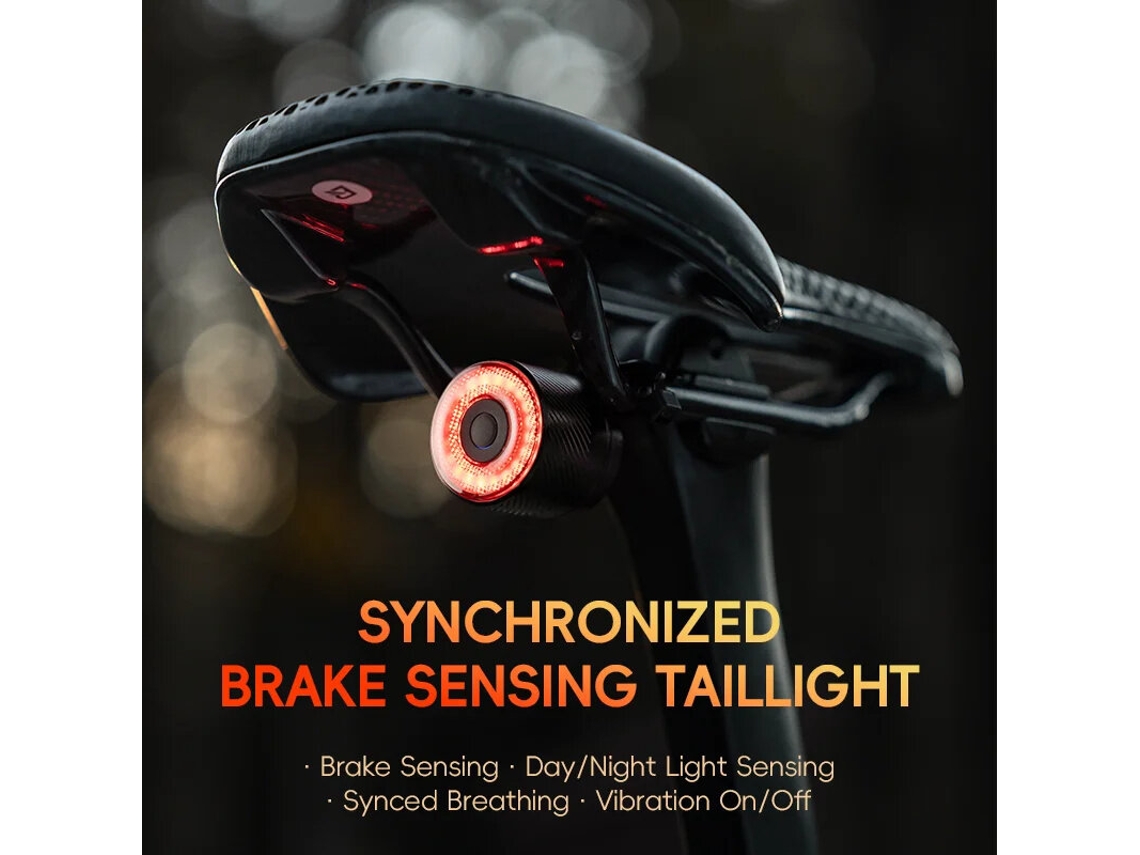 Rockbros R3 Lanterna Traseira Inteligente Sensor Freio 4 Modos Ipx6 Usb-c Sensor Vibração Ciclismo