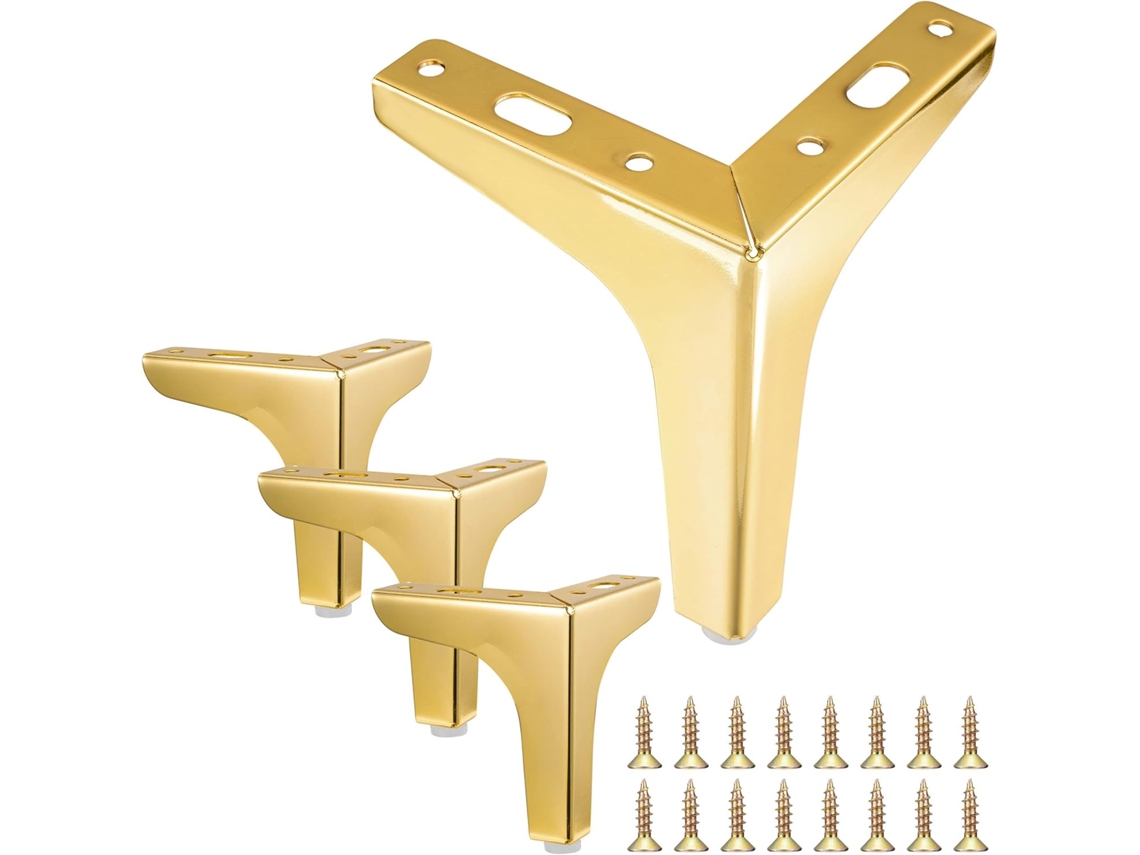 4 Pés De Metal Dourado De 5 Polegadas Para Móveis, Triangulares