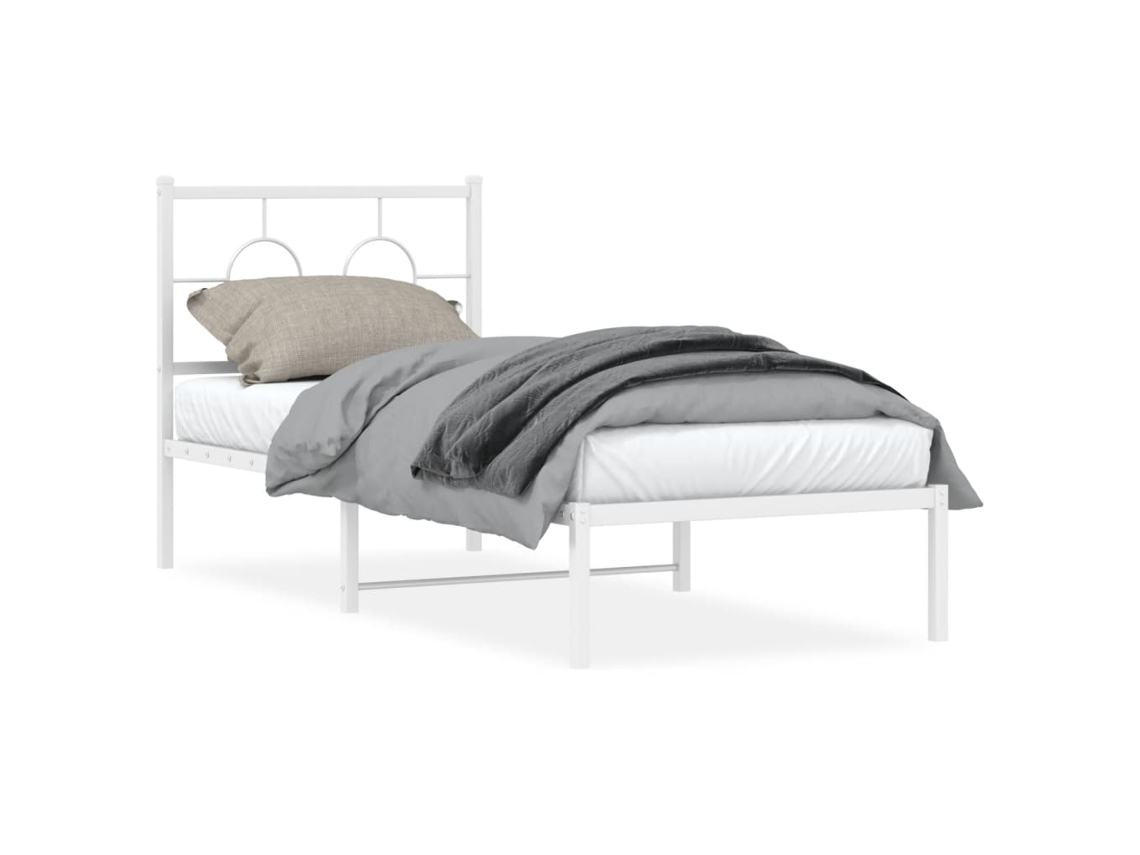 Estrutura de Cama Sem Colchão com Cabeceira Metal Branco MAISON EXCLUSIVE 75x190 cm