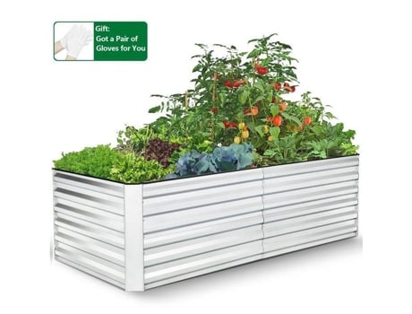 Jardineira Externa De Grande Tamanho Caroma 180x92x61cm Caixa De Flores Retangular Liga Galvanizada Anticorrosão Prata