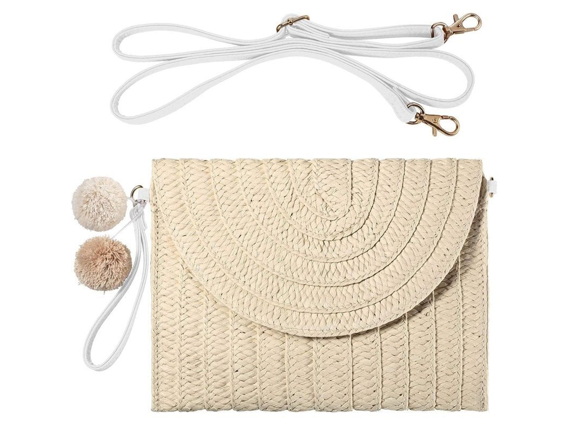 Bolso de Paja Cruzado, Clutch, Artesanal, Verão | S/MARCA