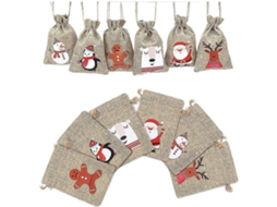Pacote Com 24 Sacolas De Presente De Natal Em Juta Com Cordão, Sacolas De Presente De Natal Em Juta Pequenas, C Hengjian