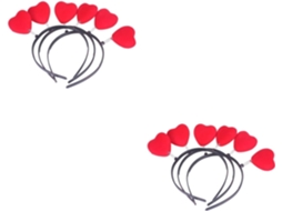 Conjunto De 12 Faixas De Cabelo Aveludadas Com Lantejoulas Vermelhas Em Formato De Coração, Ideais Para Crianças.