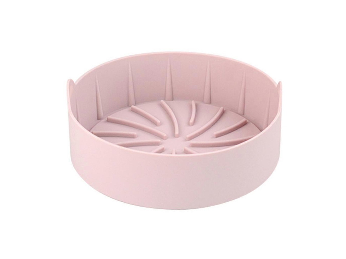 Cesto De Reposição Redondo Para Fritadeira A Ar, Feito De Silicone Seguro Para Alimentos, Nas Cores Café/ Cinza/ Rosa