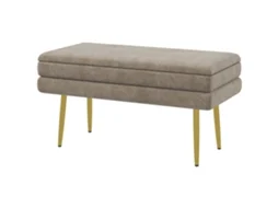 Banco Pé De Cama 30l Com Armazenamento Para Dormitório Estofado Em Veludo 79,5x37,5x43 Cm Bege
