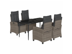 Conjunto de 5 Jantar para Jardim com Almofadões Vime Pe Cinza MAISON EXCLUSIVE