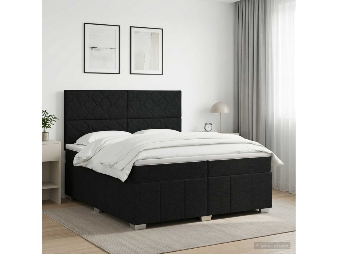 Vidaxl Cama Box Spring Com Colchão Preto 200 X 200 Cm Tecido