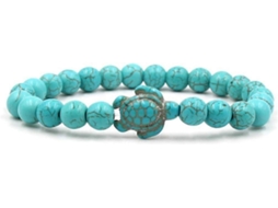 Pulseira Elástica De Tartaruga Marinha Com Contas Turquesa, Pedra Natural, Pulseira Da Amizade, Joia De Praia, Turquesa. Nostalgia88