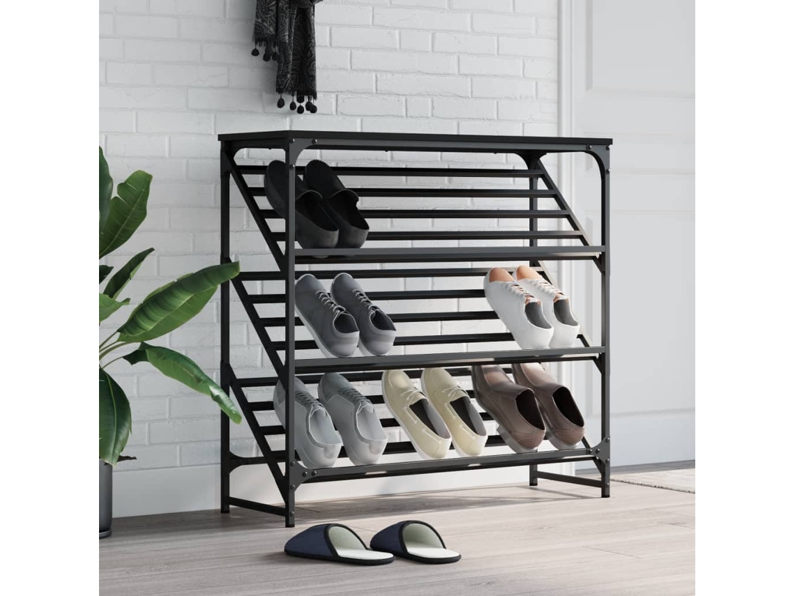Vidaxl Sapateira 90x30x85 Cm Derivados De Madeira Preto