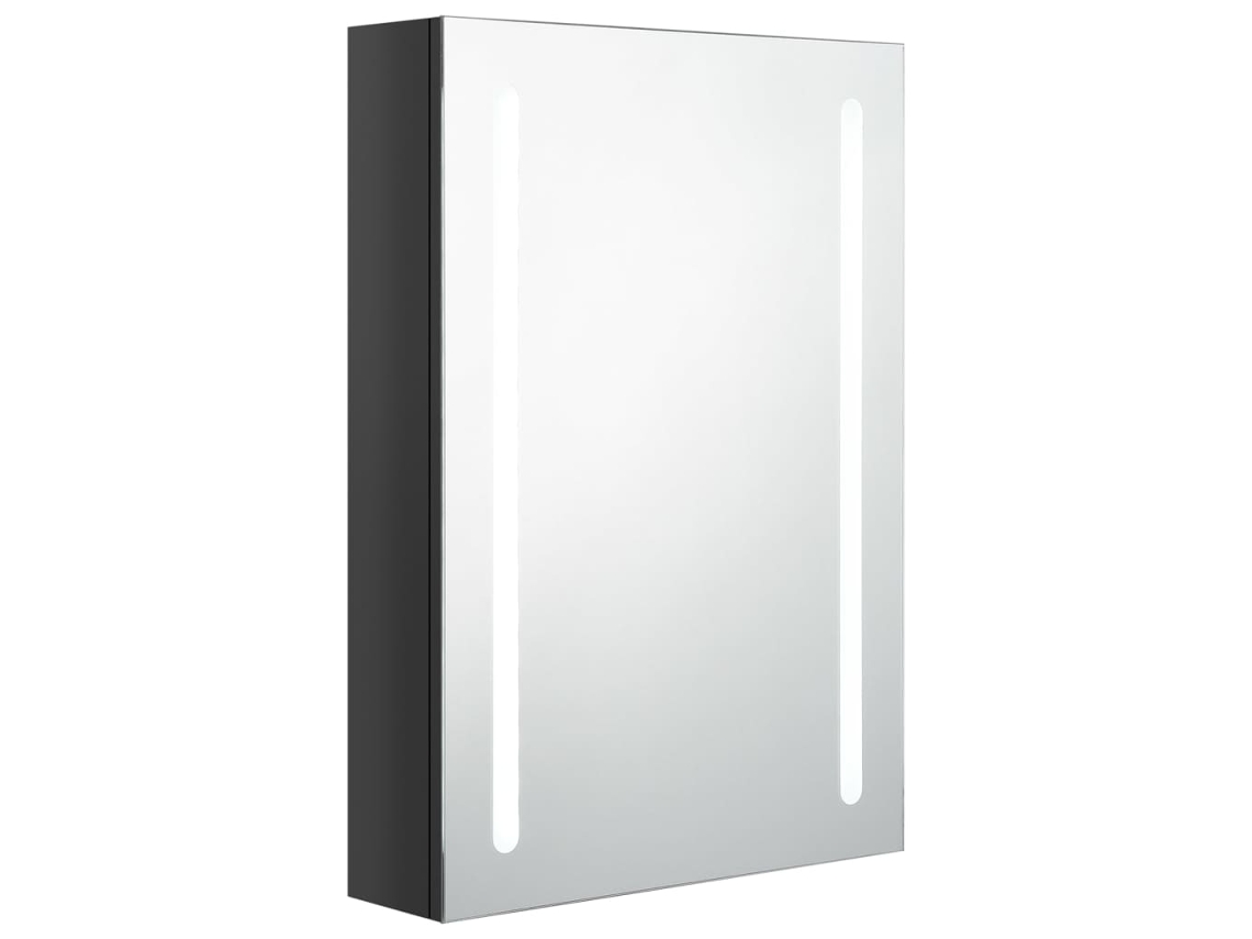 Armário Espelhado Casa de Banho Led 50x13x70cm Preto Brilhante MAISON EXCLUSIVE