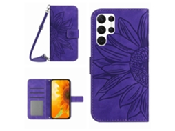 Capa De Celular Flip Em Couro Sintético Com Estampa De Girassol E Toque Suave Para Samsung Galaxy S23 Ultra 5g, Com Cordão.