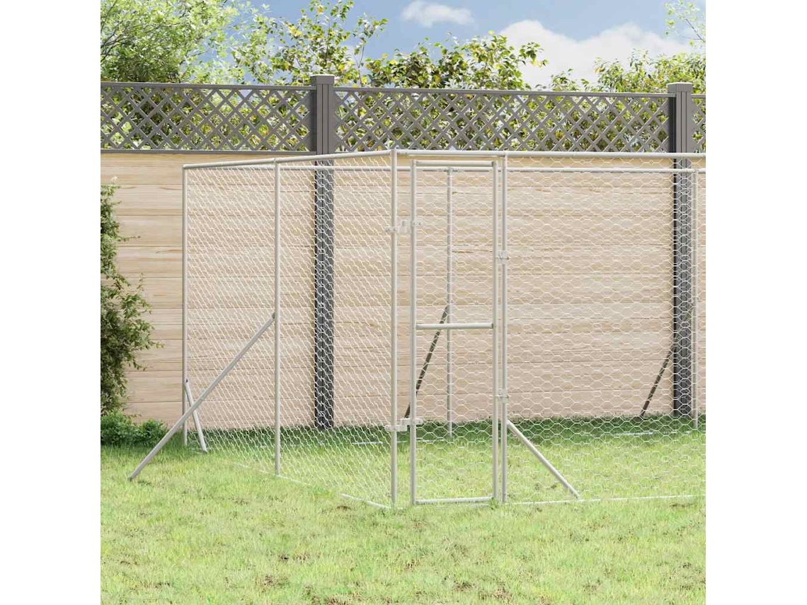 Vidaxl Canil De Exterior 8x8x2 M Aço Galvanizado Prateado