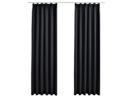Maison Exclusive - Cortinas Blackout Com Ganchos 2 Pcs 140x175 Cm Preto