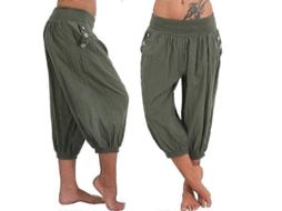 Pantalones De Linho Para Mulher Verão Casual Soltos De Perna Larga Tamanho Plus Confortáveis Exército Verde L