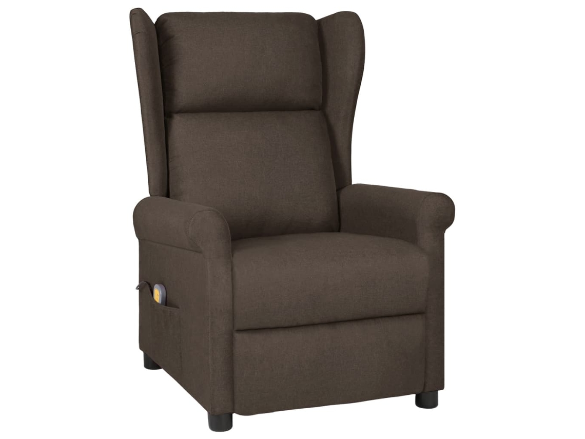 Vidaxl Poltrona De Massagens Tecido Castanho-escuro