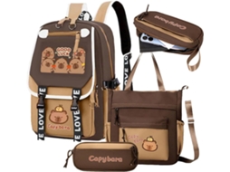 Mochila Escolar Feminina Mochila Escolar Grande Com Estampa De Capivara Fofa Mochila Respirável Gokoco