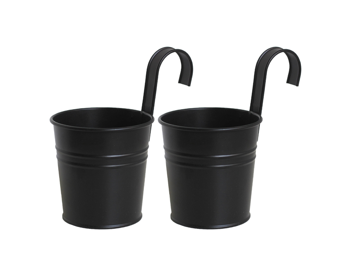 2 Pequenas Cestas De Flores De Ferro Preto Com Gancho Para Decoração