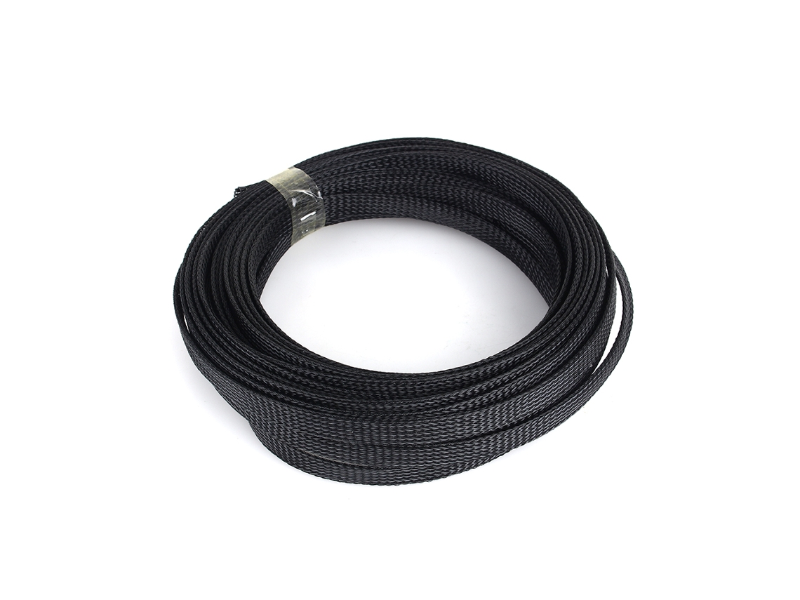 Envoltura De Cavo Tejida Pet Expandível 6mm Preta Densa 10m