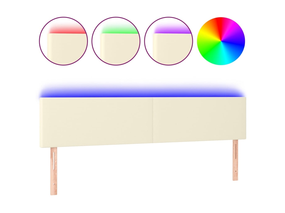 Cabeceira de Cama com Led 200x5x78/88 Cm Couro Artificial Creme MAISON EXCLUSIVE