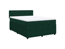 Cama com Molas/colchão 140x190 Cm Veludo Verde escuro MAISON EXCLUSIVE