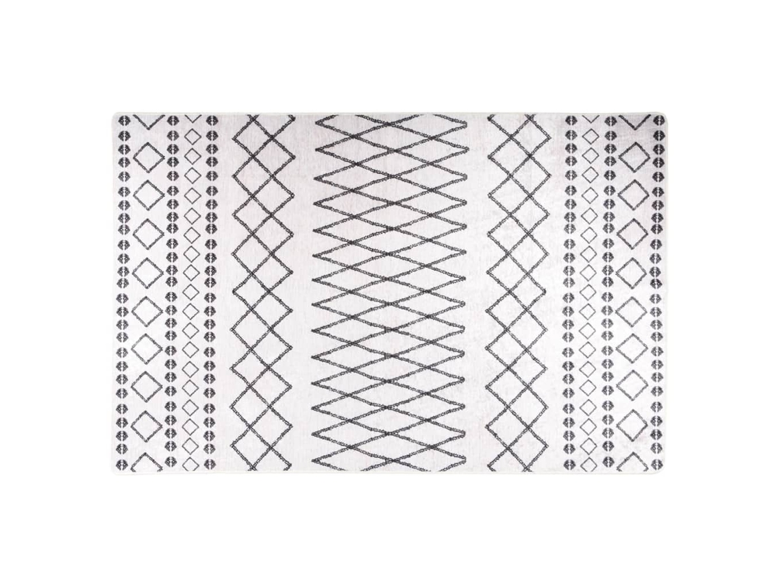 Vidaxl Tapete Lavável 160x230 Cm Preto E Branco