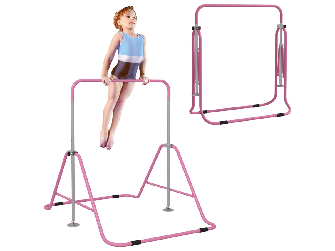 Estação Dobrável de Ginástica Infantil, Altura Ajustável de 88 a 128 Cm, Rosa Ge