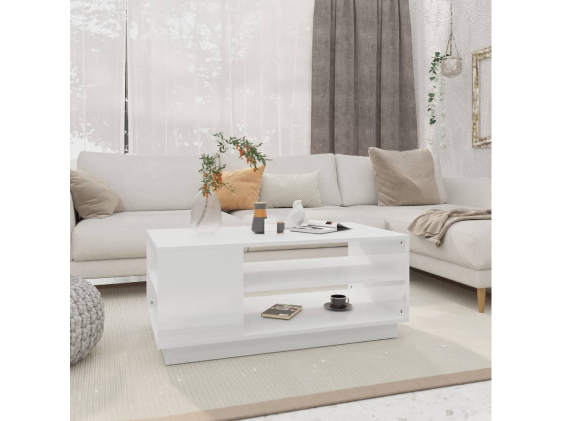 Vidaxl Mesa De Centro 102x55x43 Cm Aglomerado Branco